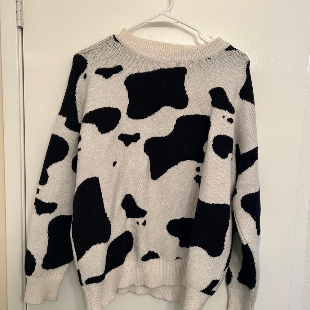 Black and White Cow Print Sweater